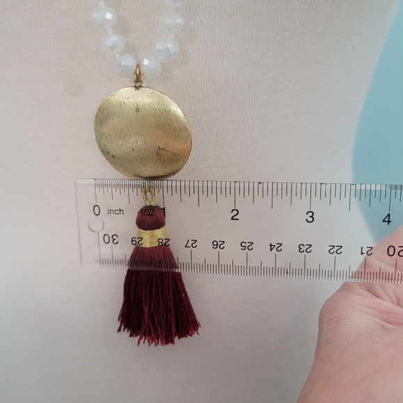 Long beaded tassel necklace - Picture 3 of 5